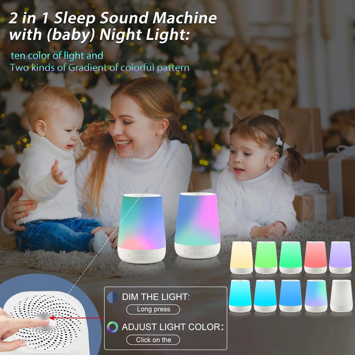 White Noise Sleep Sound Baby Machine w/ Colorful Night Lights 28 Soothing Sounds