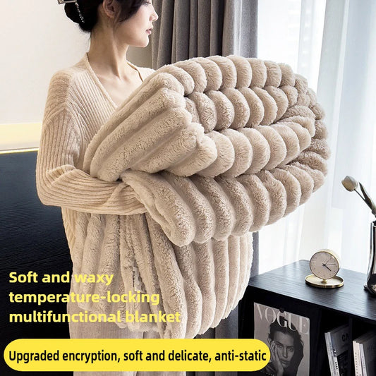 Imitation Rabbit Velvet Spring Autumn Warm Bed Blanket or Blanket and Pillowcase Soft Warmth Sofa Blankets for Throw Lap Blanket